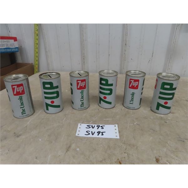 Lot of 6 - 7Up Soda Can Banks - 10oz