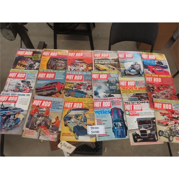 24 Vintage Hot Rod Magazines - 1960's + 70's