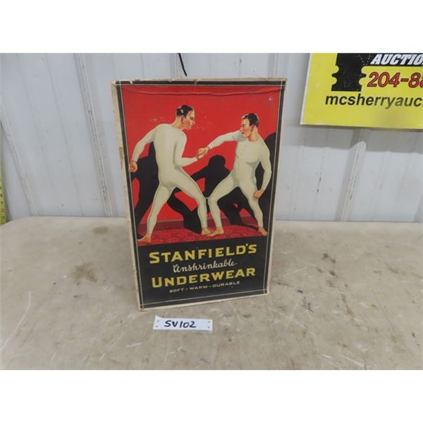 Stansfields Unshrinkable Underwear Cardboard Easel Back Counter Display Sign 10.5" x 16.5"