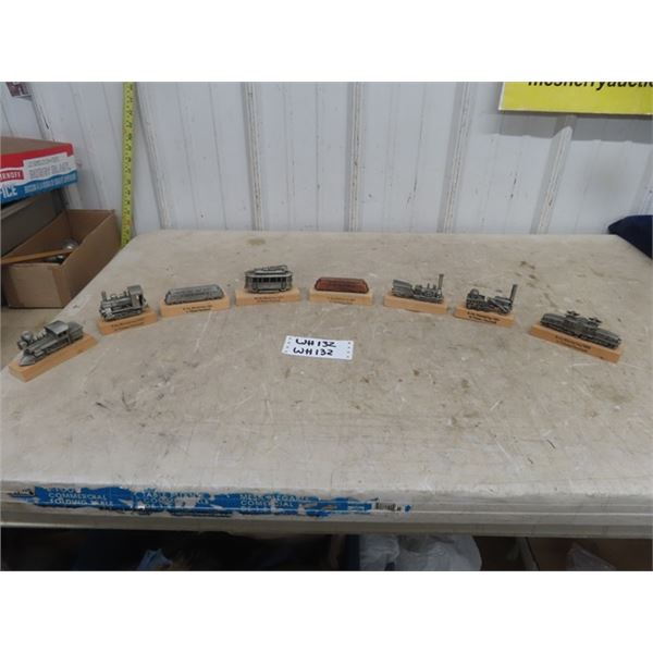 Lot of 8 Vintage German Pewter Model Train Displays ( believed to be pewter) 