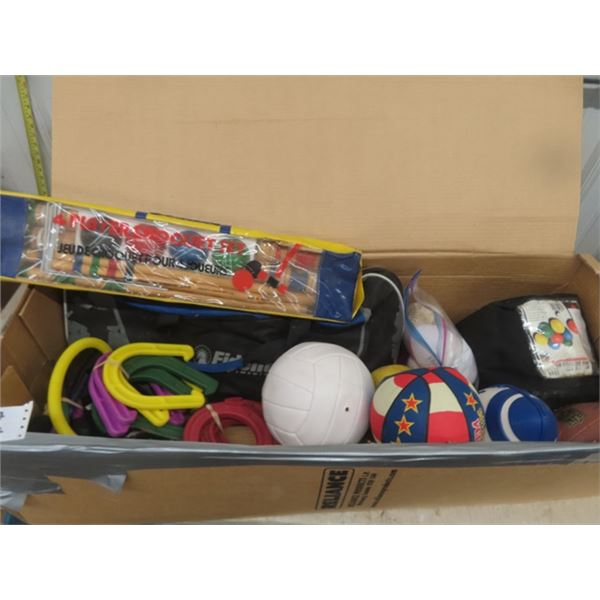 Large Lot of Yard Games + Sports Equipment; Footballs, Horse Shoes, Bocce Balls plus more 