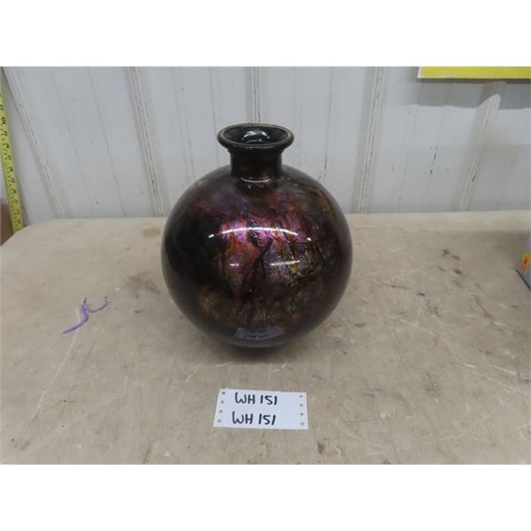 Glazed Round Vase Signed by Artist