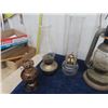 Image 2 : 3 Oil Lamps with Chimneys, 1 Barn Lantern, 2 Lamp Bases