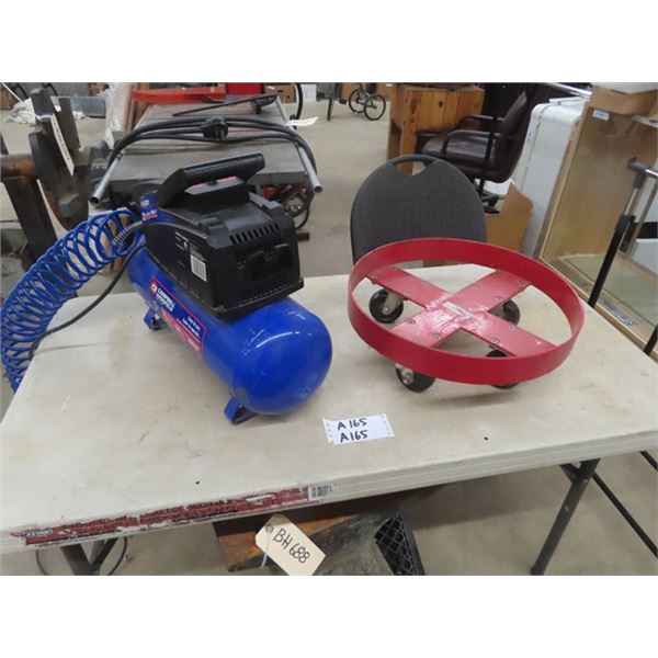Campbell Hausfeld 3 Gal Portable Air Compressor + 16" Barrel Dolly