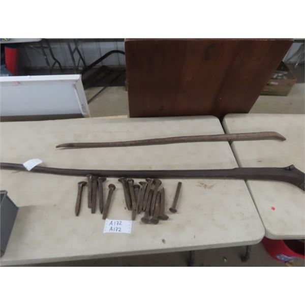 15 Railway Spikes, Railway Spike Remover + Track Lifter