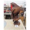 Image 1 : Large Carved Wood Eagle on Perch 28" Tall
