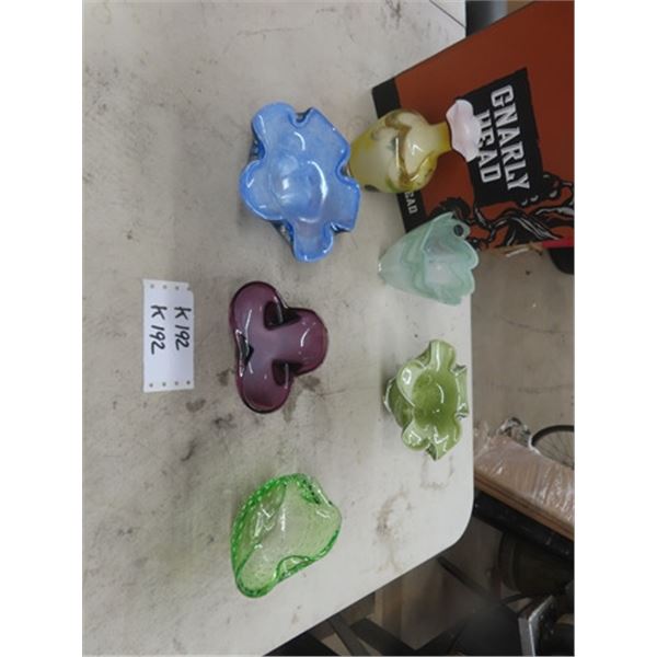 6 Murano+ Murano Style Glass Bowls + Vases