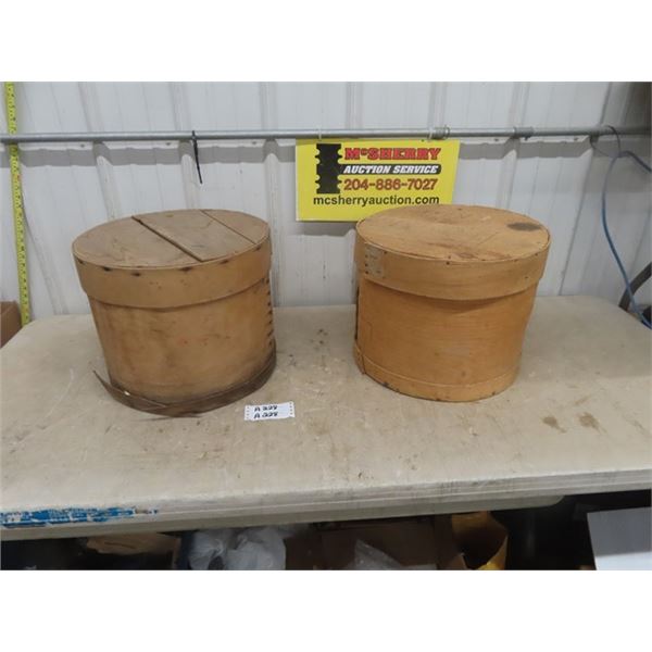 2 Antique Wooden Cheese Box 13.5" x 16"