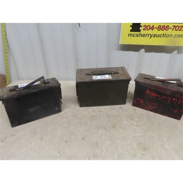 3 Metal Military Ammo Cases