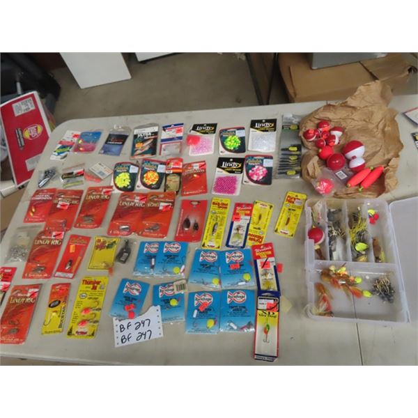 Large Quantity of New Fishing Lures, Hooks, Sinkers, Floats Jigs plus more 