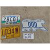 Image 1 : North West Territories License Plate, 2 Manitoba Plates, 1 Motorcycle 