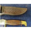 Image 2 : Quality 10.5"  Hunting Knife with Engraved Bear in Blade & Leather Holster 