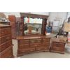 Image 2 : 4 pc Pine Bedroom Set: Main Dresser 19"×33"×66" plus Mirror 41"×53", Highboy 19"×38"×54", Night Tabl