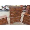 Image 3 : 4 pc Pine Bedroom Set: Main Dresser 19"×33"×66" plus Mirror 41"×53", Highboy 19"×38"×54", Night Tabl