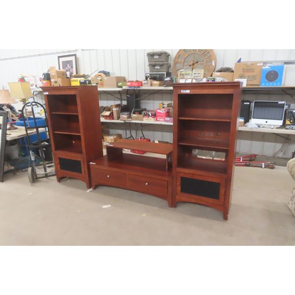 Modern Entertainment Tower Center Piece- Missing Uprights- End Piece 18"×26"×60", Bottom Piece 17"×2