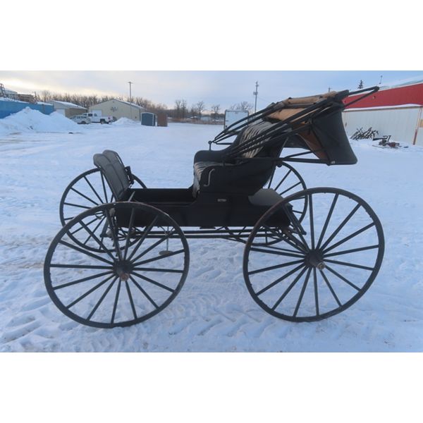 McCaughin Carriage Brockville Canada Single Seat Democrat Doctor Buggy with Canopy- Street Ready wit
