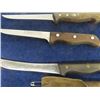 Image 3 : 10 Butcher/ Skinning/ Fillet Knives- 3 with Holsters