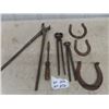 Image 1 : Forge Tools: Tongs, Cutters, Soldering Iron, Set of 3 Unlucky Horse Shoes