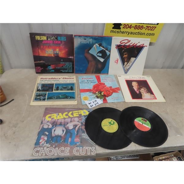 9 Records- 7 with Sleeves: Prism, Hot Rodders, Elvis, Cracks .... wth???