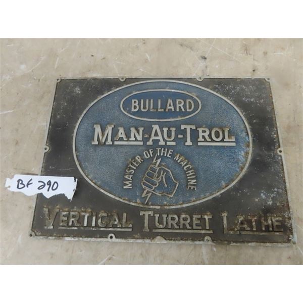 Bullard Metal Embossed Lathe Sign 10"×14"
