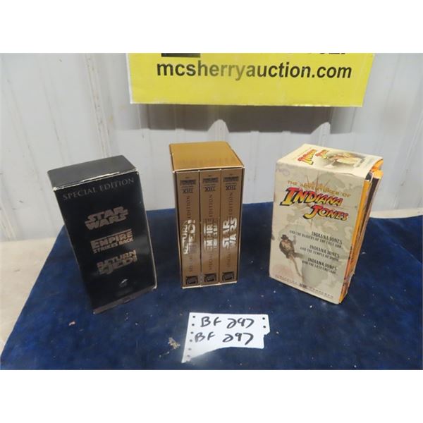 VHS Tapes: 3 Pack Indiana Jones, 3 Pack Star Wars, Empire Strikes Back, Return of the Jedi