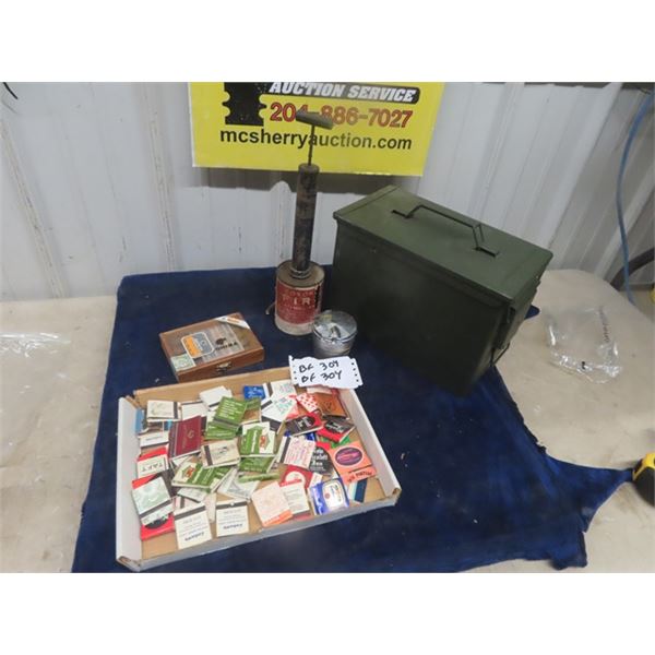 Military Ammo Box, Export A Cup Holder Ashtray, Corc Fire Extinguisher,  Sealed Cigar + Metal Collec
