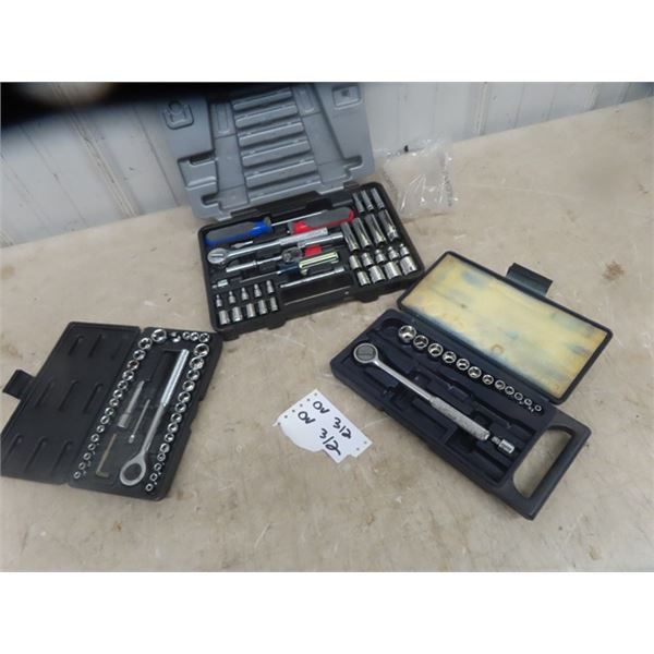 3 Sets 3/8" + 1/4" Socket Sets - New + Used