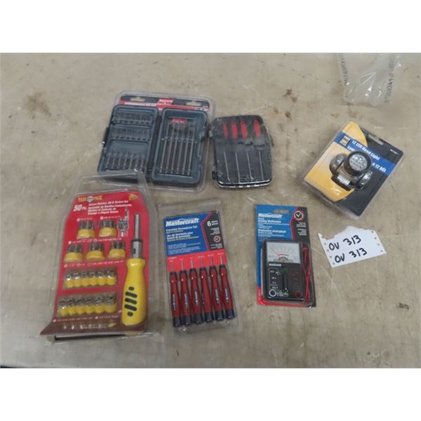 New Tools: Precision Screwdriver, Screwdriver Bit Set, Picks, 50 pc Ratchet/ Screwdriver Set, Master