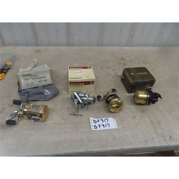 4 New Fishing Reels : Abu Garcia Vantage 5000, Dalwa Gold Cast 111 Serious, Shimano Sienna 2000 FA, 