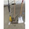 Image 2 : 8 Hand Yard Tools: Potato Fork, Hoe, Edger, Garden Claw, Rake, Aluminum Spade, Electric Weed Eater