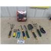 Image 1 : Assorted Garden Hand Tools + 50' Hose Pro