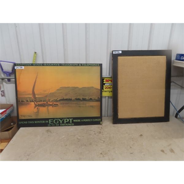 Egyptian Railways Modern Plaque, Framed Burlap Picture- Largest 27"×36"