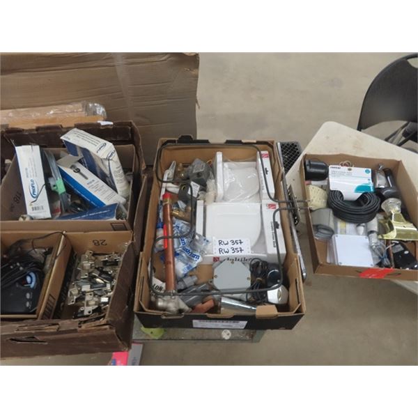 Assorted Plumbing Items: Drains, Elbow,  Soap Shelves, Cabinet Hinges plus more Misc.