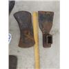 Image 7 : 4 Heavy Cast Tool Parts, Very Large Splitting Wedge, 3 Various Axe Heads