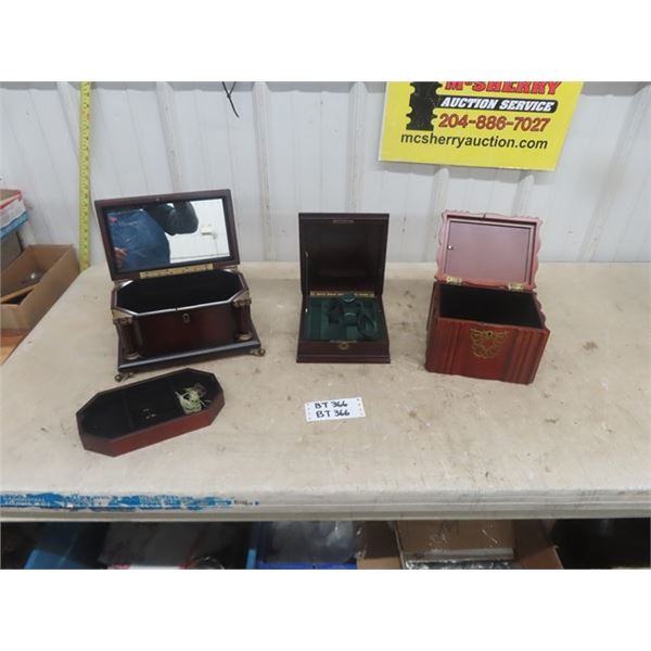 3 Solid Wood Jewelry Boxes - All Bombay Company - 2 Have Keys