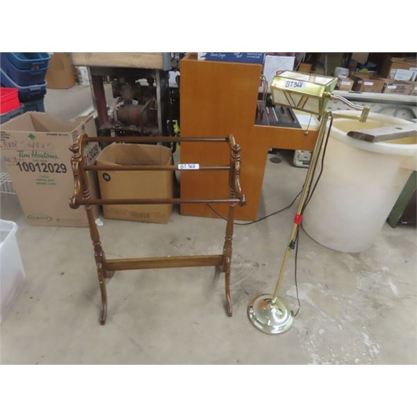 Modern Wooden Clothes Rack 15"×27"×36" + Brass Floor Lamp