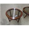 Image 2 : Wood + Bevelled Glass Table Set: Coffee Table 16"×30"×44" , End Table 20"×22"×25"