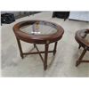 Image 4 : Wood + Bevelled Glass Table Set: Coffee Table 16"×30"×44" , End Table 20"×22"×25"