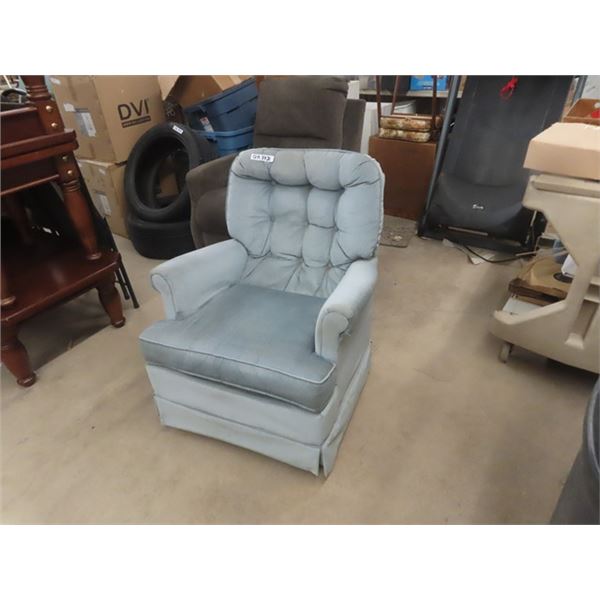 Blue Upholstered Swivel Chair