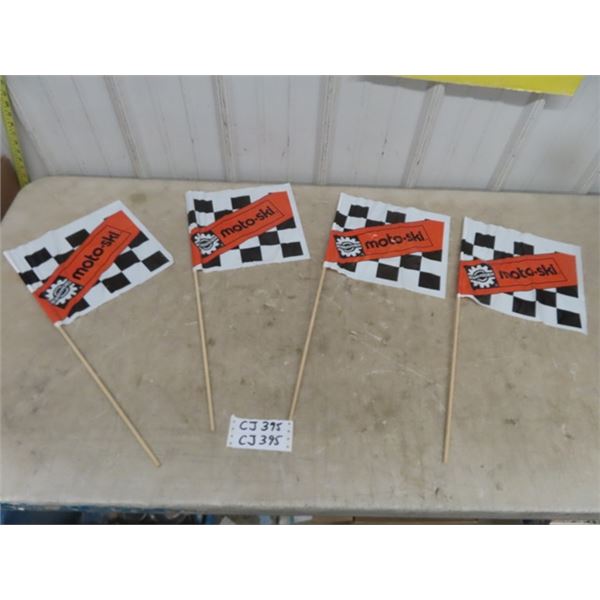 4 Moto Ski Snowmobile Trade Mark Vinyl Flags with 24" Stick- 10"×11"