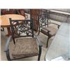 Image 2 : 7 pc Patio Set: Table 29"×39"×72" + 6 Chairs- 2 Swivel- All have Cushions + Cast Umbrella Stand - No