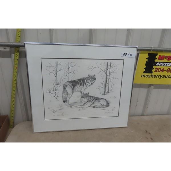 Judy Fache McInnes " Wolves" Framed Limited Print 21"×24.5"