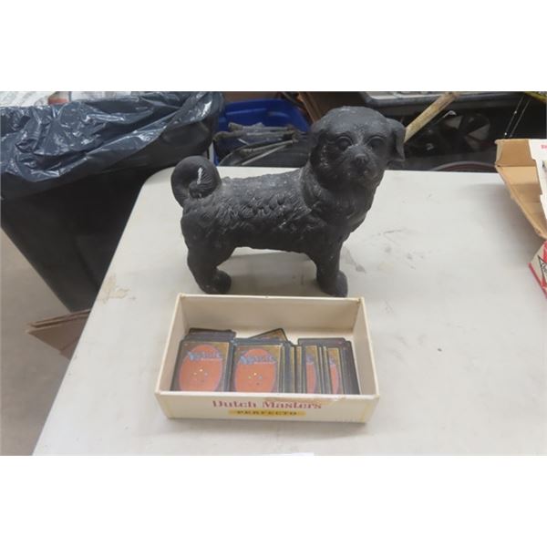 Small Box of Magic the Gathering Cards + Cast Iron Dog Doorstop
