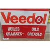 Image 3 : Vint1age Double Sided Metal Veedol Oil + Grease Tombstone Sign 30"×30"