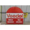 Image 4 : Vint1age Double Sided Metal Veedol Oil + Grease Tombstone Sign 30"×30"