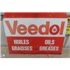 Image 6 : Vint1age Double Sided Metal Veedol Oil + Grease Tombstone Sign 30"×30"