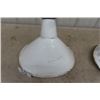 Image 5 : 2 Vintage Service  Station/ Barn Porcelain Lamp Shades- Oblong Shape - 1 has Metal Arm