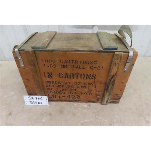 Antique Wooden Ammunition Crate 8"×10"×17"
