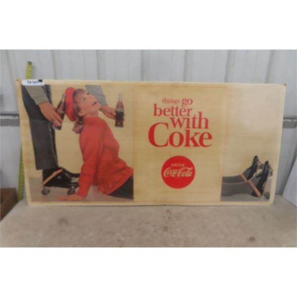 1960's Things Go Better with Coke Cardboard sign 2u.5"×56.5" Made in Canada