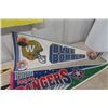 Image 2 : 8 Assorted Sports Pennants: Blie Bombers with Pin Back Buttons, Yankees, Celtics, Kings plus others